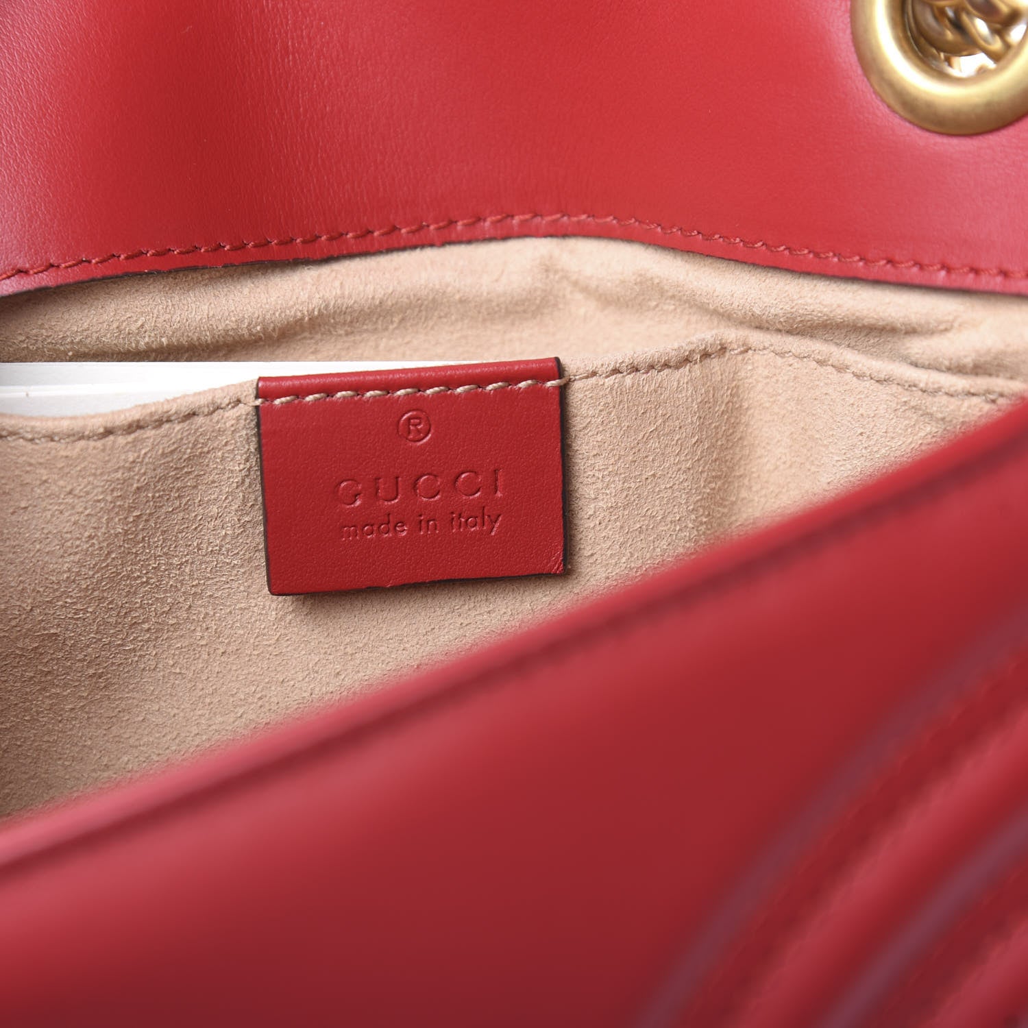 Gucci Calfskin Matelasse Mini GG Marmont Shoulder Bag Hibiscus Red 5 of 9