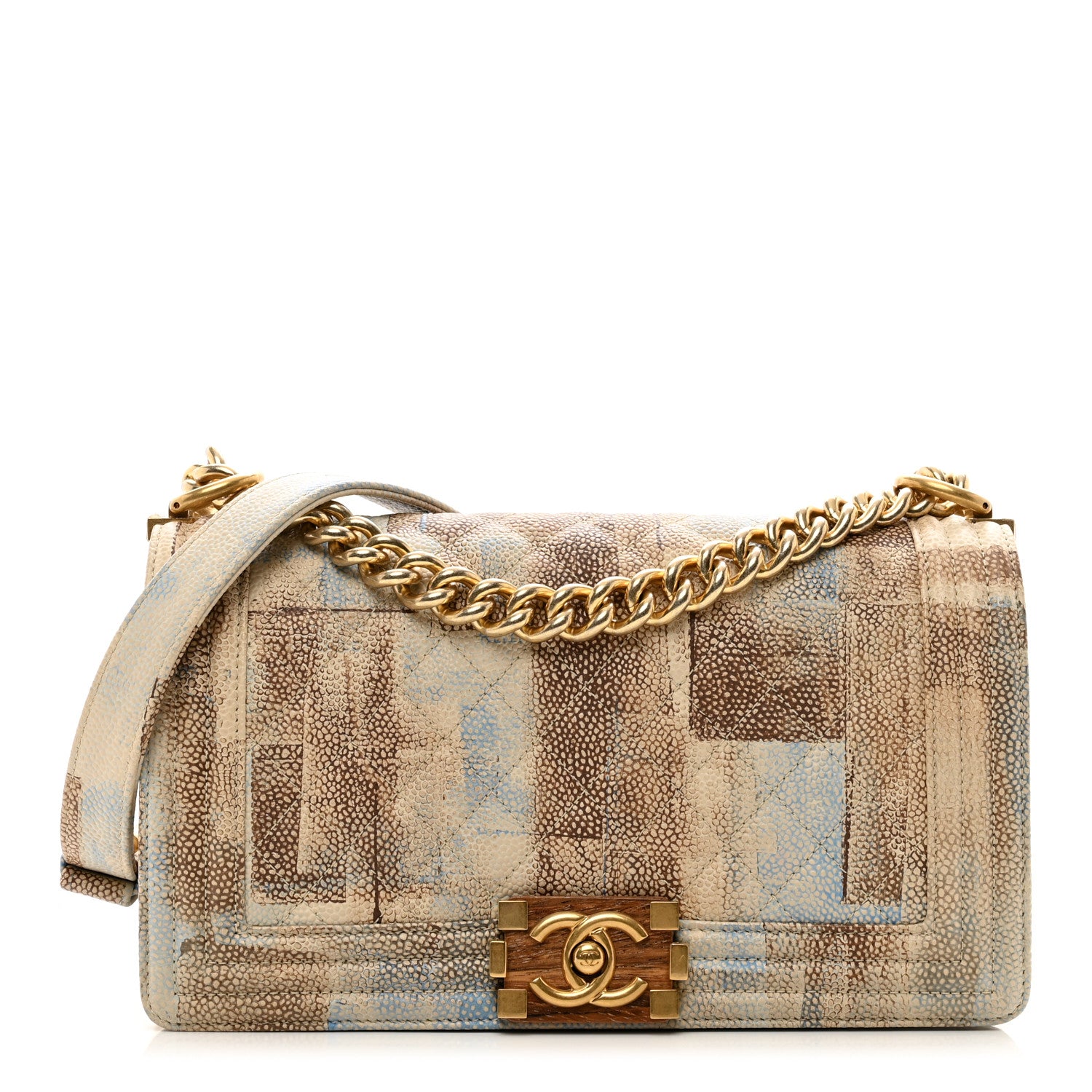 Chanel Painted Caviar Quilted Medium Boy In Cuba Flap Blue 1 of 11