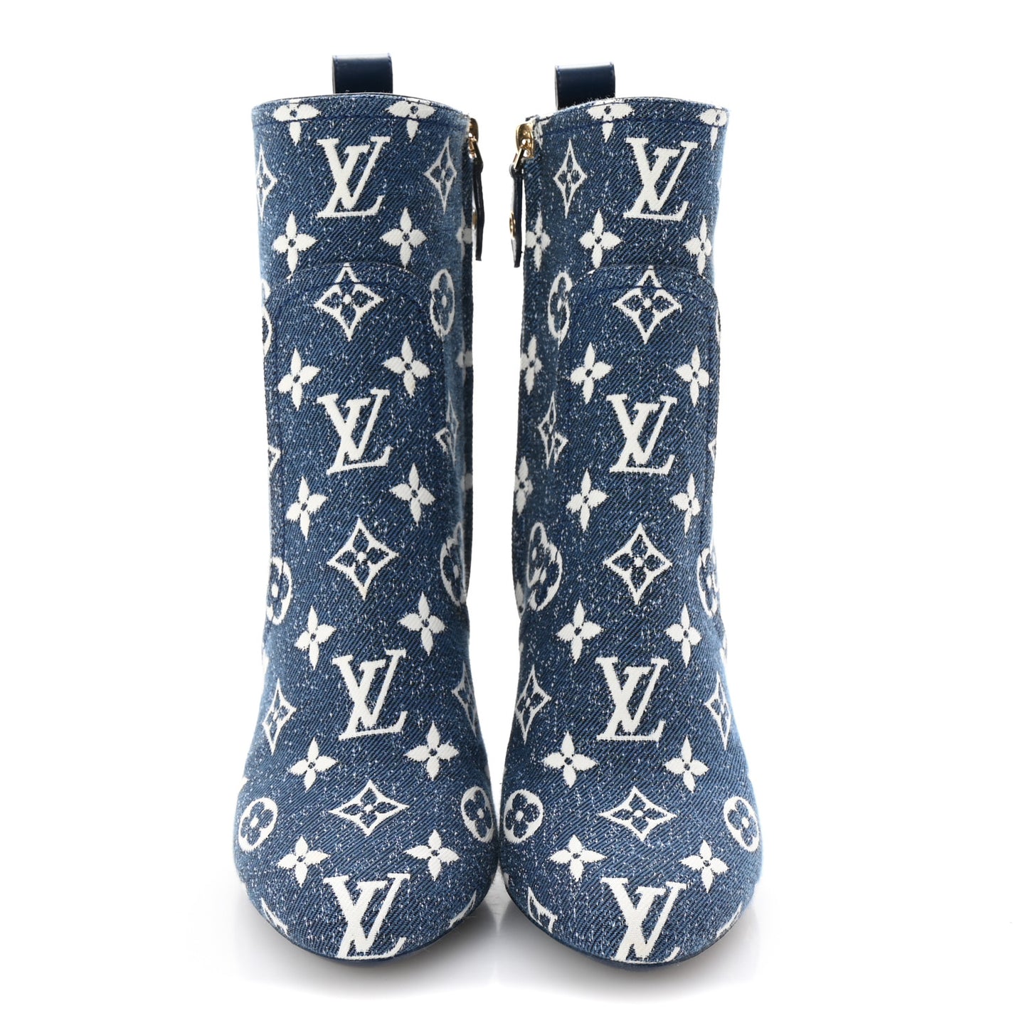 Denim Monogram Silhouette Ankle Boots 37.5 Navy Blue