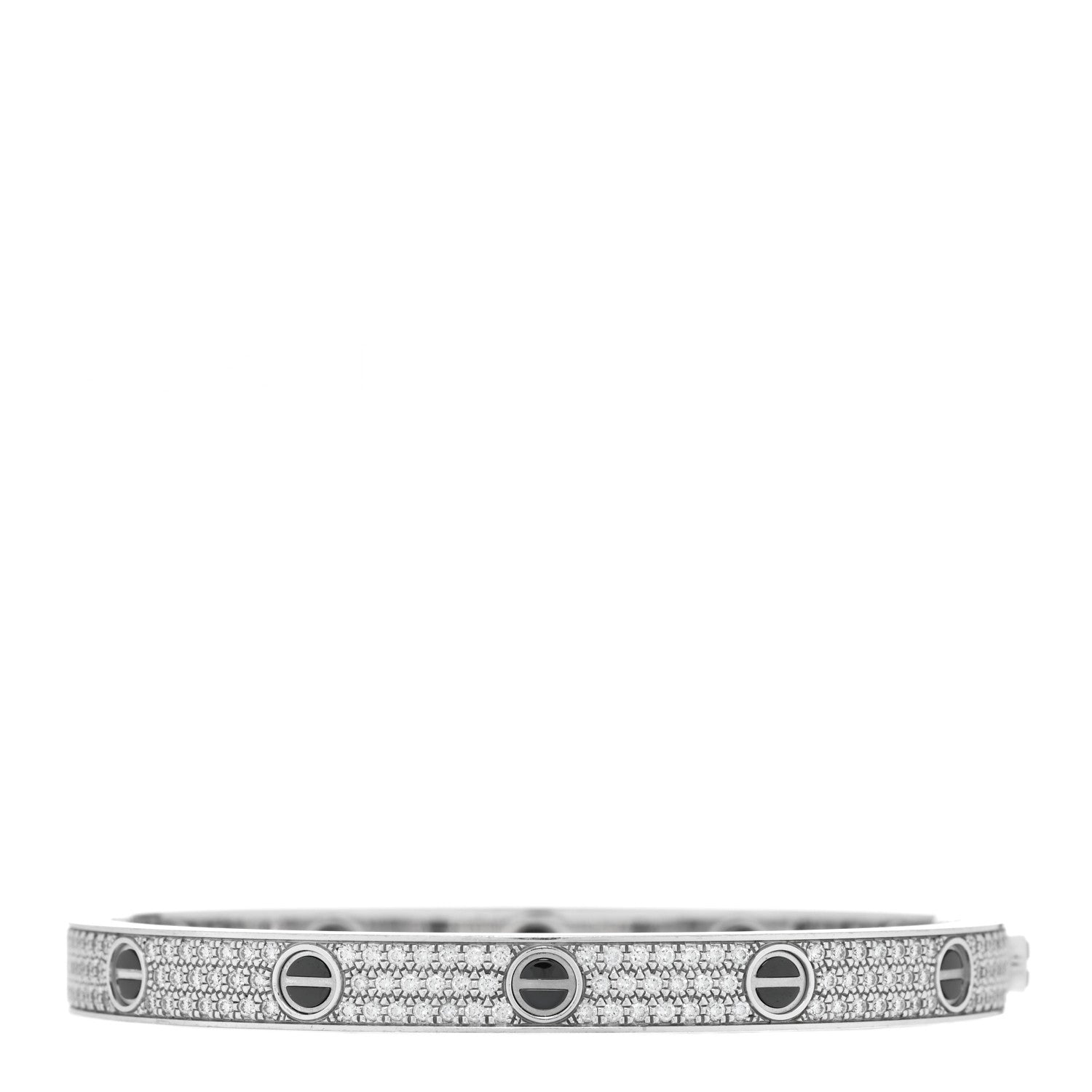 Cartier 18K White Gold Diamond Ceramic LOVE Paved Bracelet 19 2 of 6