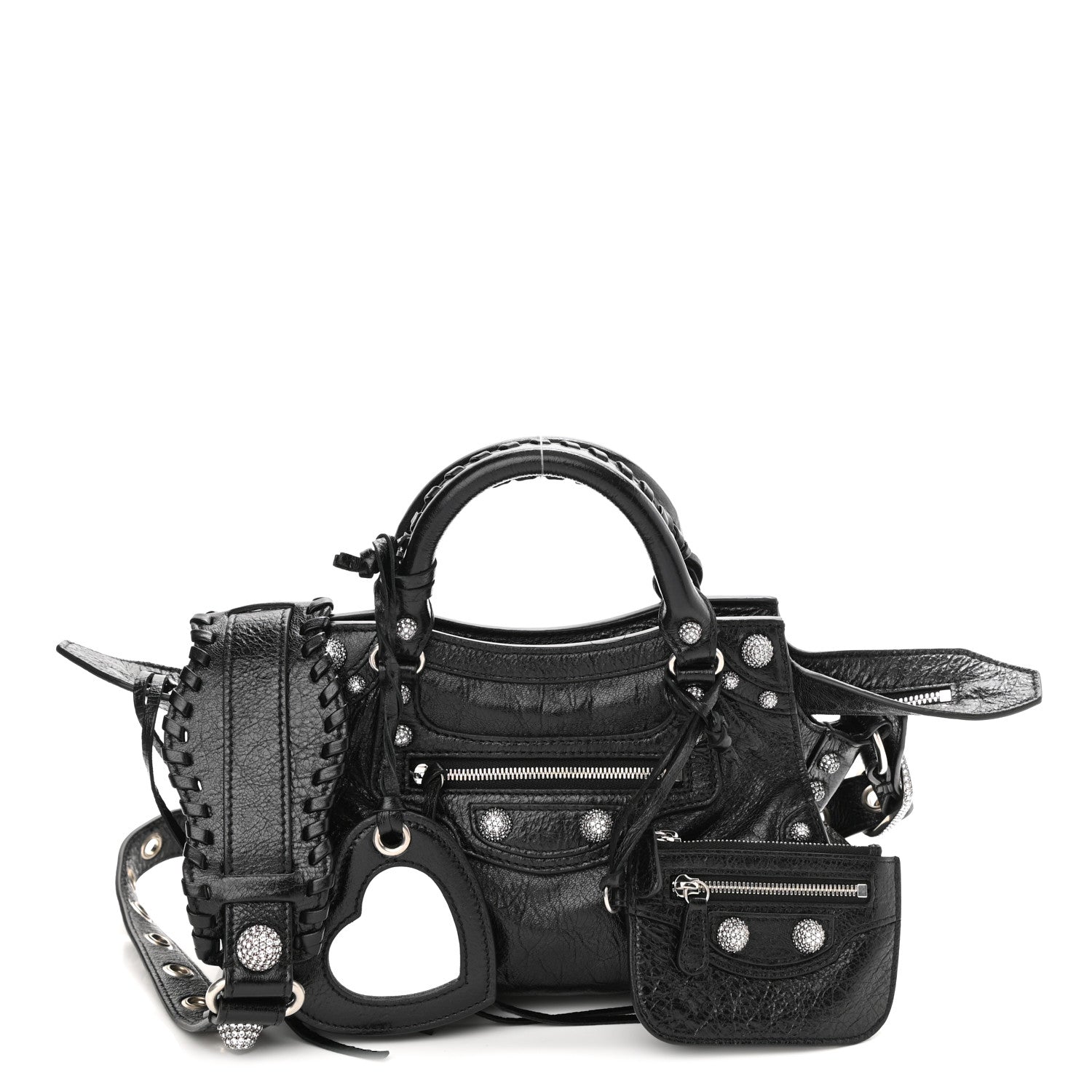 Balenciaga Agneau Arena Crystal Neo Cagole Handbag XS Black 1 of 11