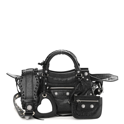 Balenciaga Agneau Arena Crystal Neo Cagole Handbag XS Black 1 of 11