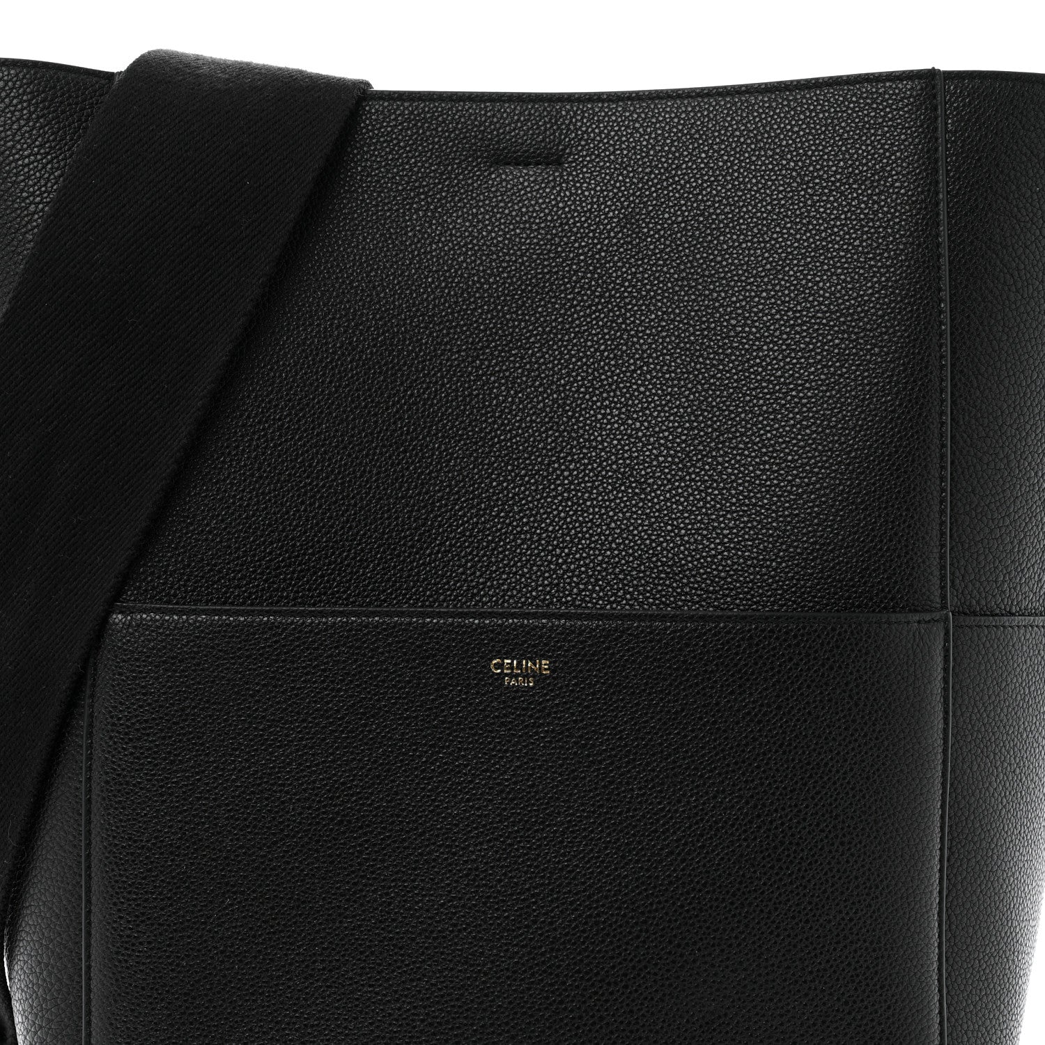 Celine Soft Grained Calfskin Sangle Bucket Bag Black 8 of 12