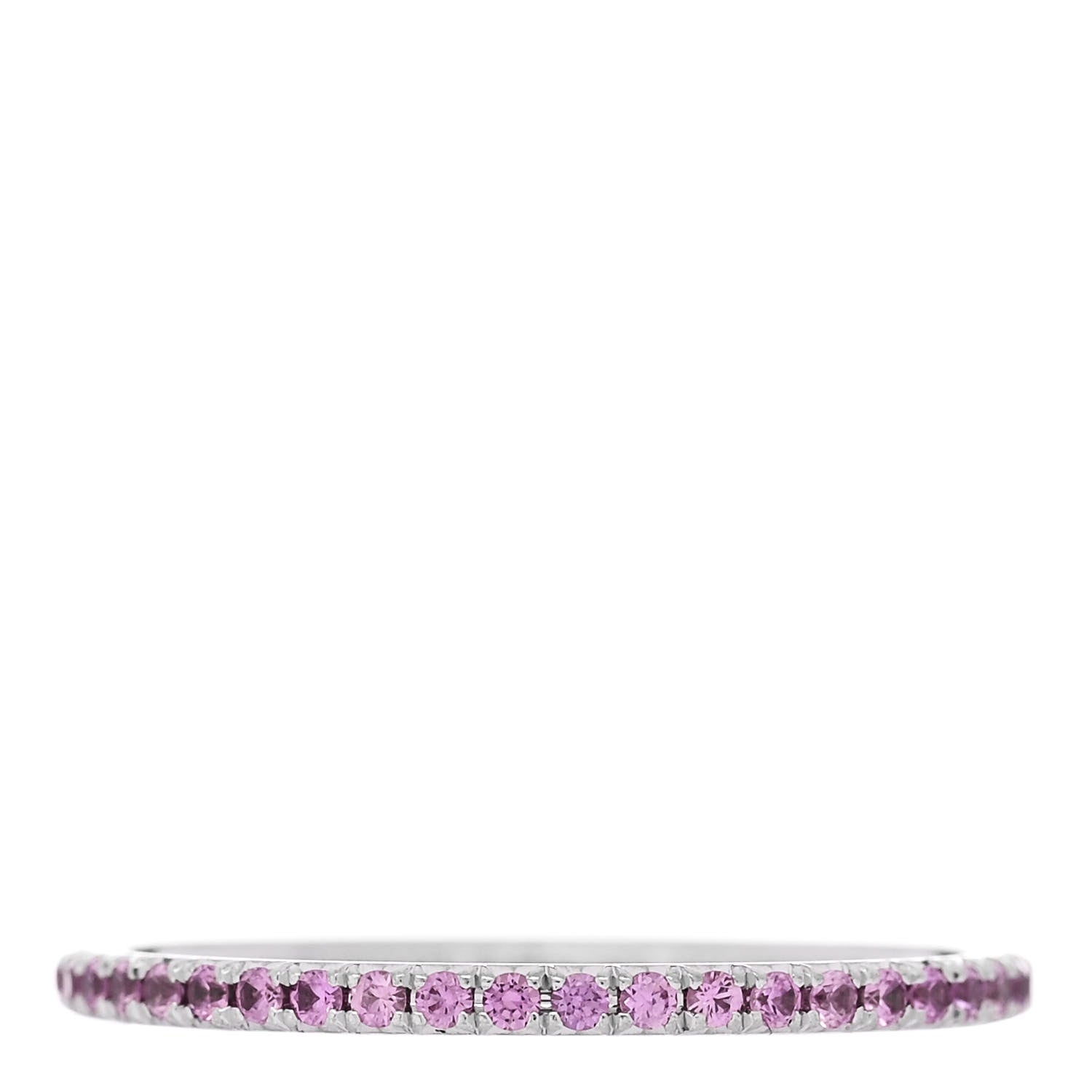 Tiffany 18K White Gold Pink Sapphire Metro Ring 56 7.5 1 of 5