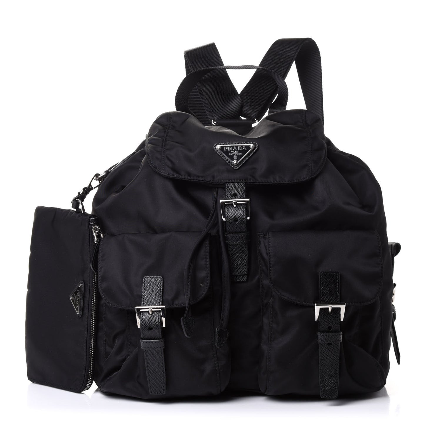 Tessuto Nylon Saffiano Medium Backpack Black
