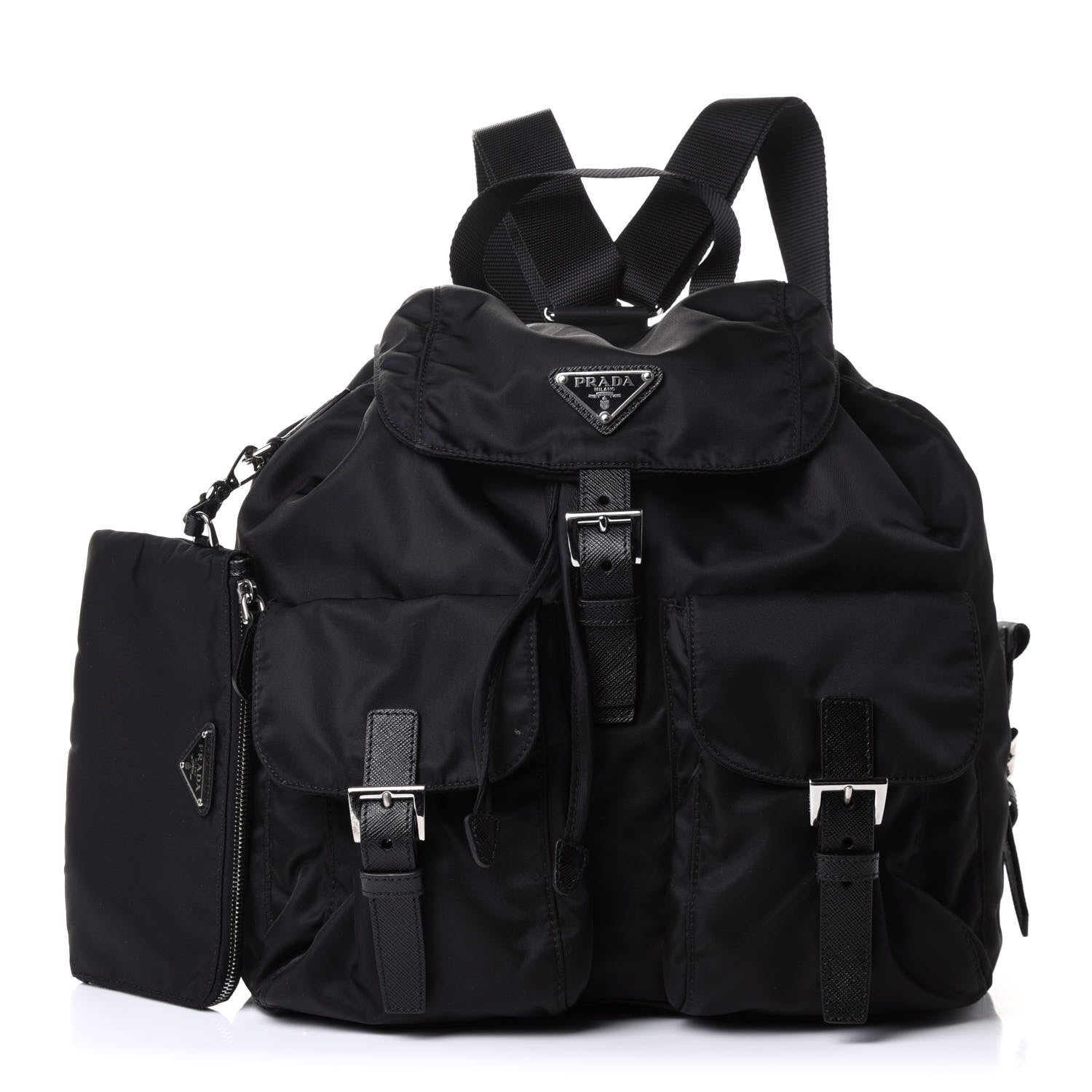 Prada Tessuto Nylon Saffiano Medium Backpack Black 1 of 10