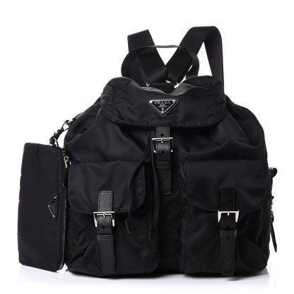 Prada Tessuto Nylon Saffiano Medium Backpack Black 1 of 10