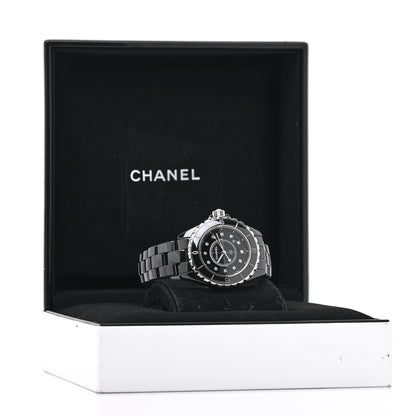 Chanel Stainless Steel Ceramic Diamond 33mm J12 Quartz Watch Black 5 of 5