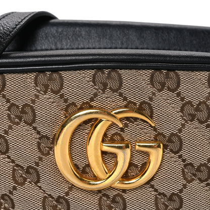 Gucci Monogram Matelasse Diagonal Small GG Marmont Chain Shoulder Bag Beige Black 8 of 10