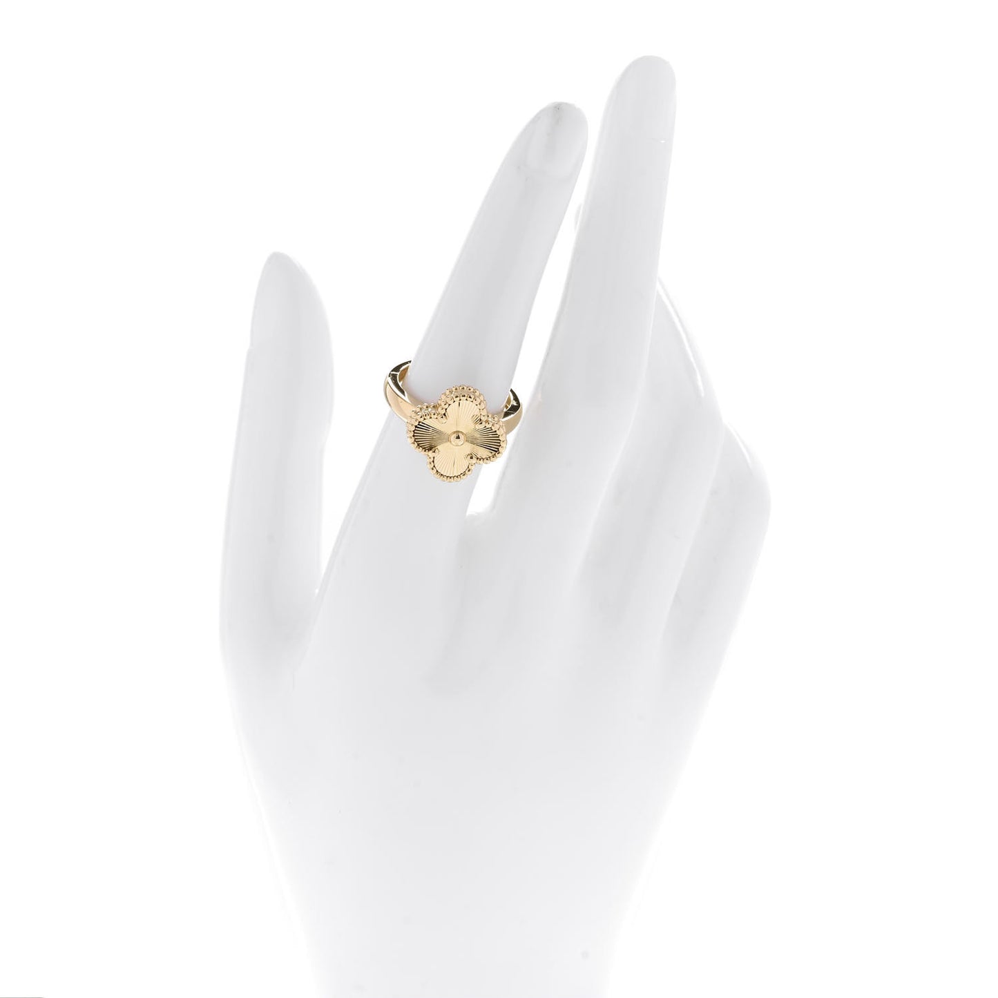 18K Yellow Gold Guilloche Vintage Alhambra Ring 53 6.5