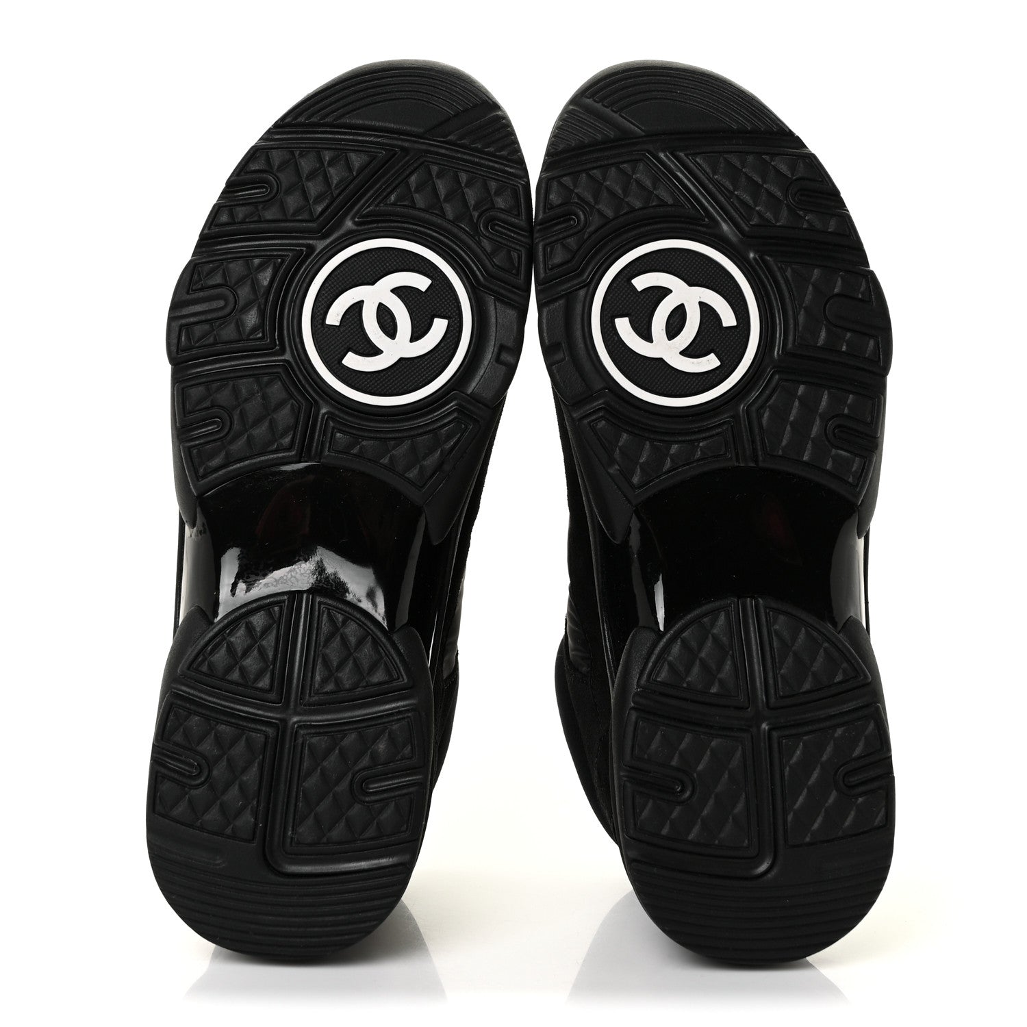 Chanel Nylon Calfskin Suede CC Sneakers 37 Black 5 of 8