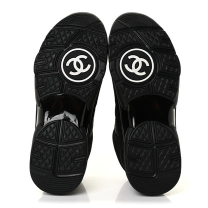 Chanel Nylon Calfskin Suede CC Sneakers 37 Black 5 of 8