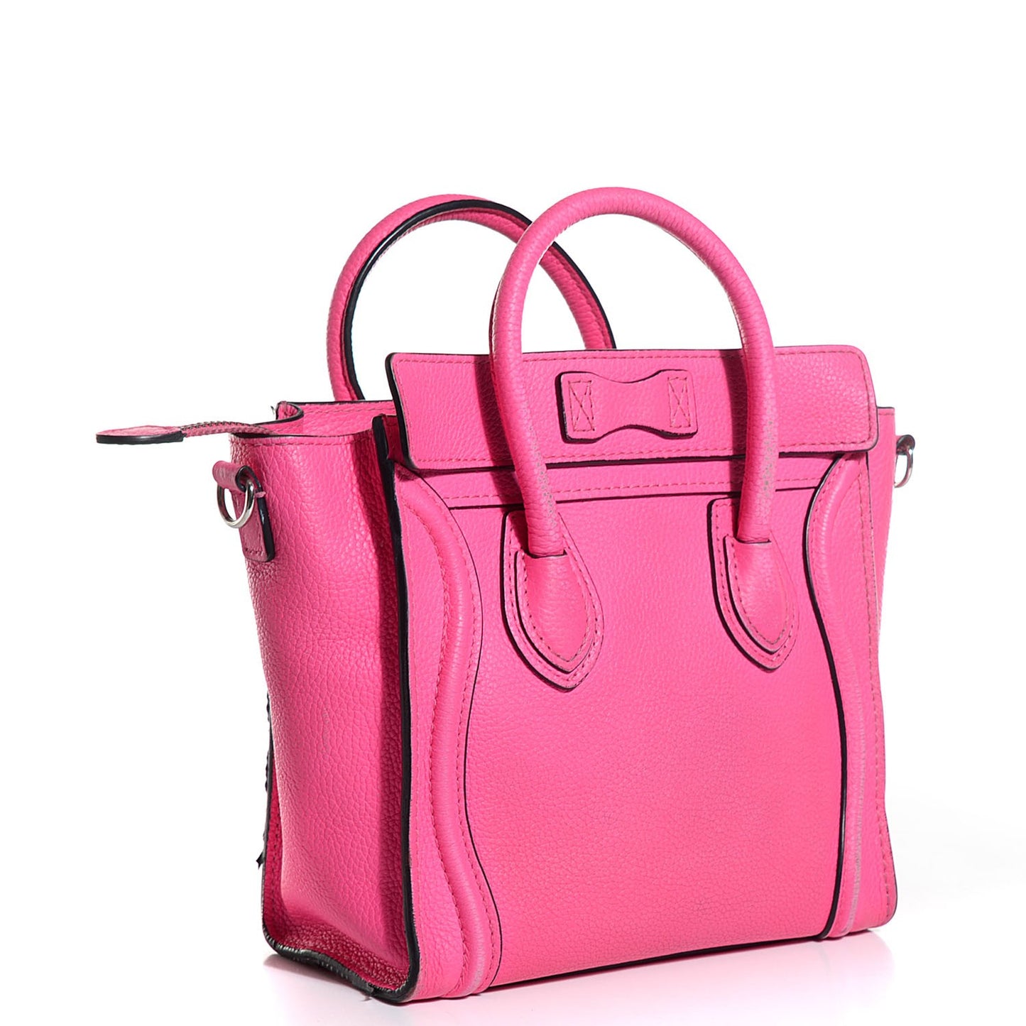 Drummed Calfskin Nano Luggage Fluo Pink