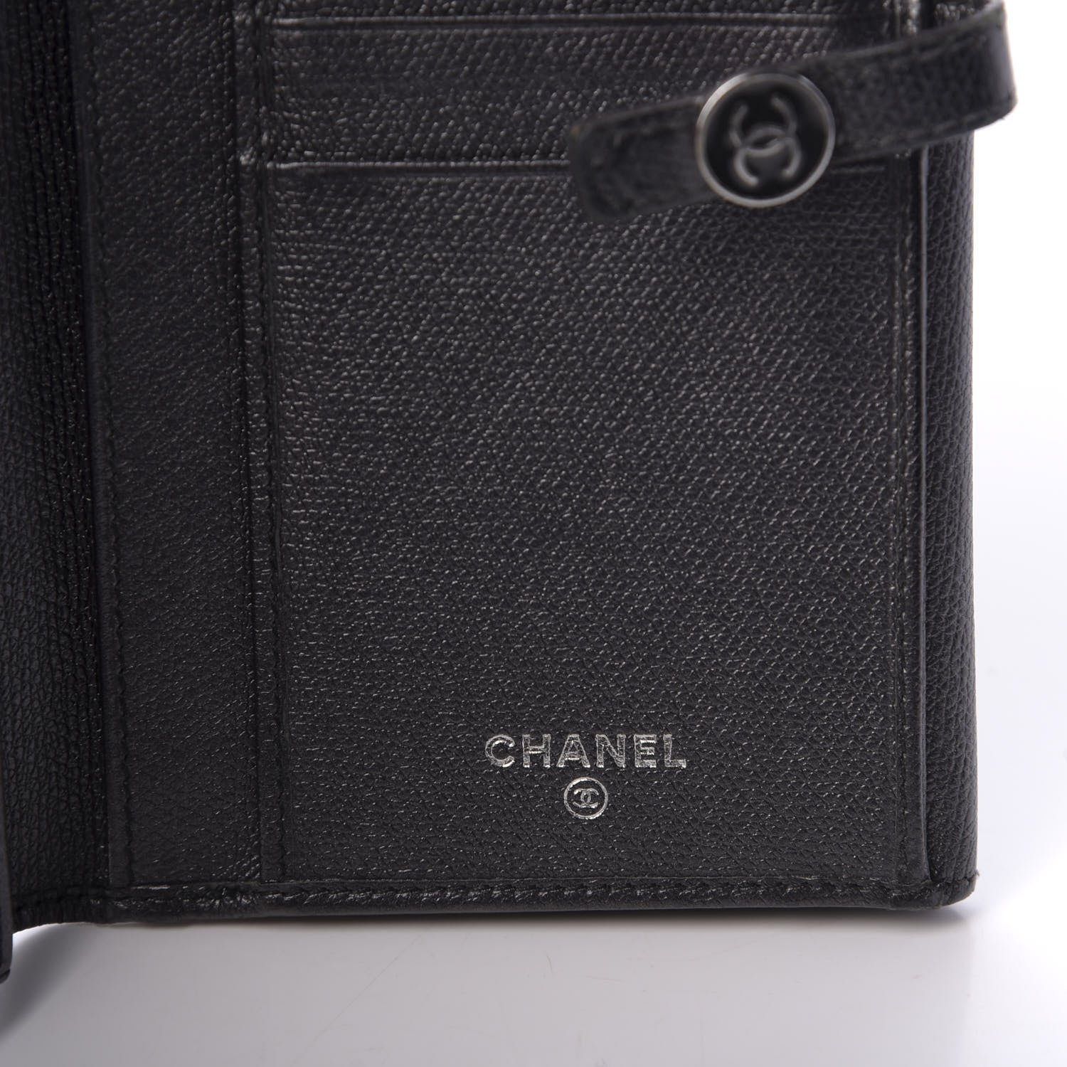 Chanel Grained Calfskin CC Button Long Wallet Black 7 of 9