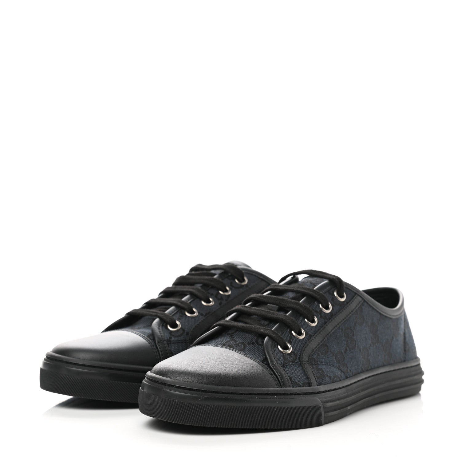 Gucci GG Monogram Calfskin Womens Low Top Sneakers 38.5 Piombo Black 4 of 9