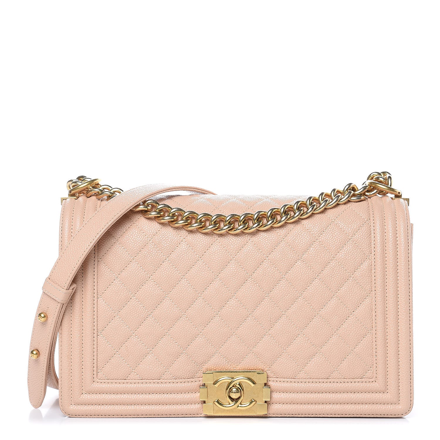 Chanel Caviar Quilted New Medium Boy Flap Light Beige 1 of 14