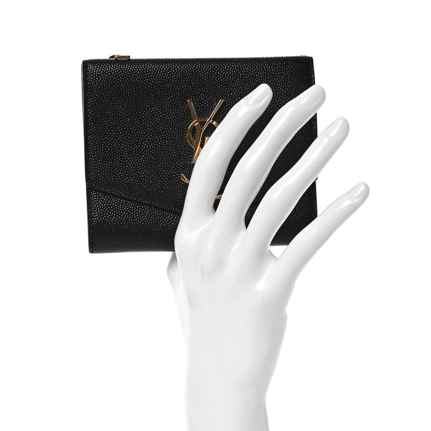 Saint Laurent Grain De Poudre Monogram Bi-Fold Wallet Black 2 of 11