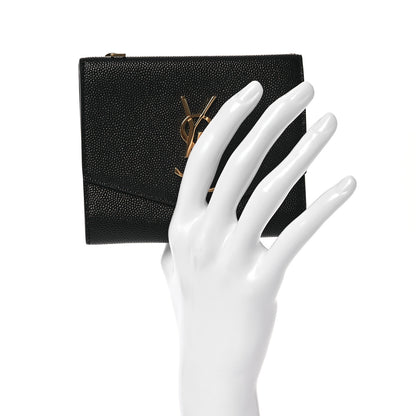 Saint Laurent Grain De Poudre Monogram Bi-Fold Wallet Black 2 of 11