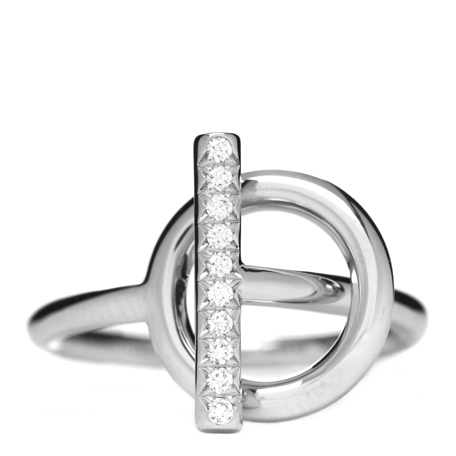 Hermes 18K White Gold Diamond PM Echappee Ring 49 5 1 of 5