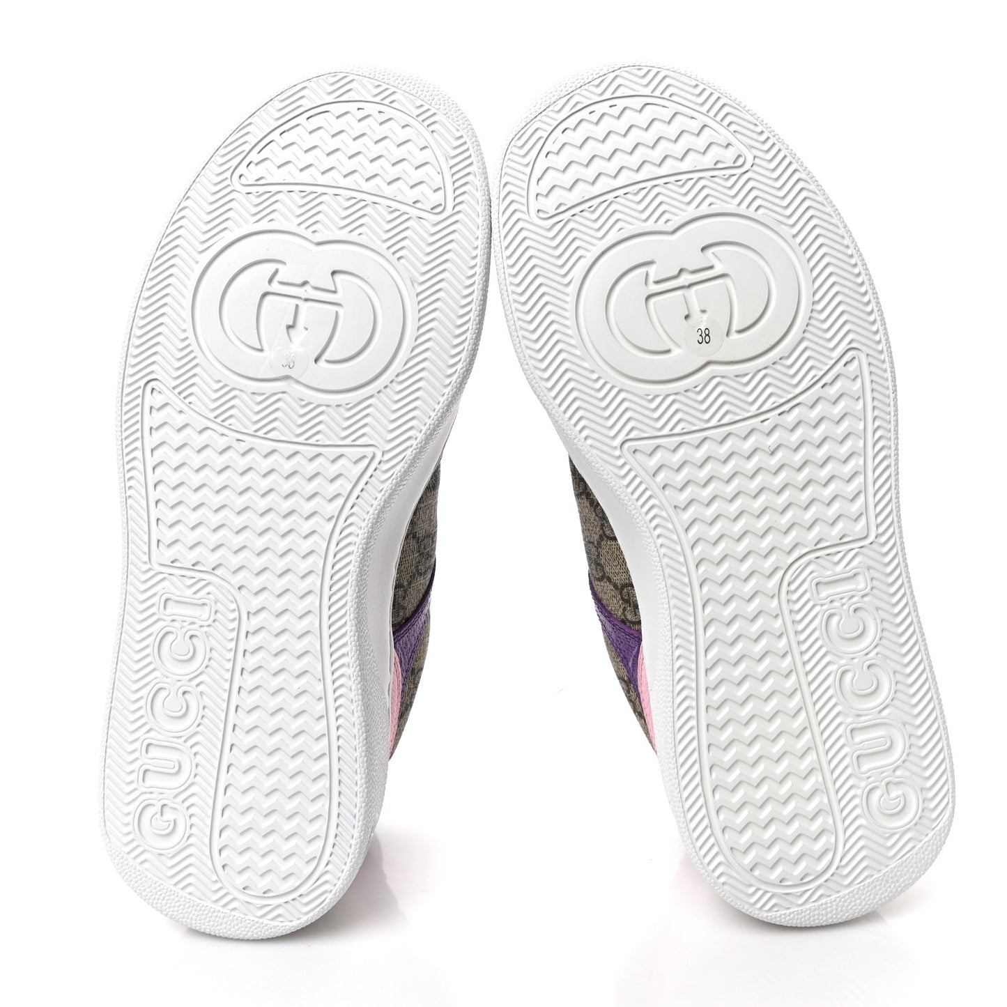 Calfskin GG Supreme Monogram Perforated Womens Platform 55mm Sneakers 38 Beige Ebony Sugar Pink Crop Shine Purple