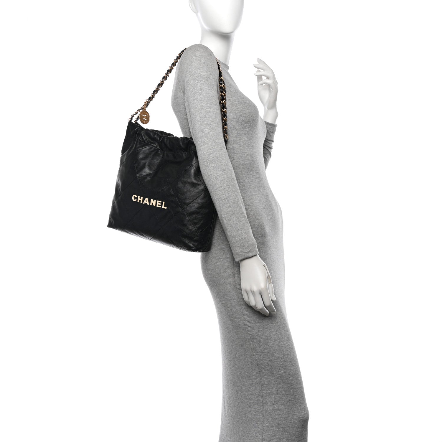 Chanel Shiny Calfskin Quilted Small Chanel 22 Black 2 of 11