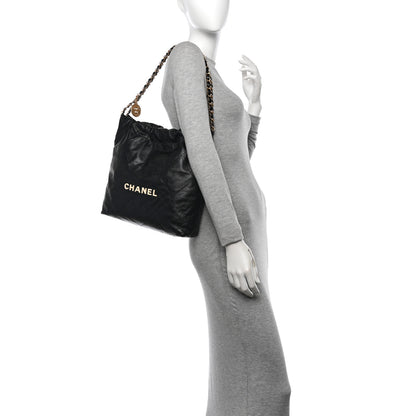 Chanel Shiny Calfskin Quilted Small Chanel 22 Black 2 of 11