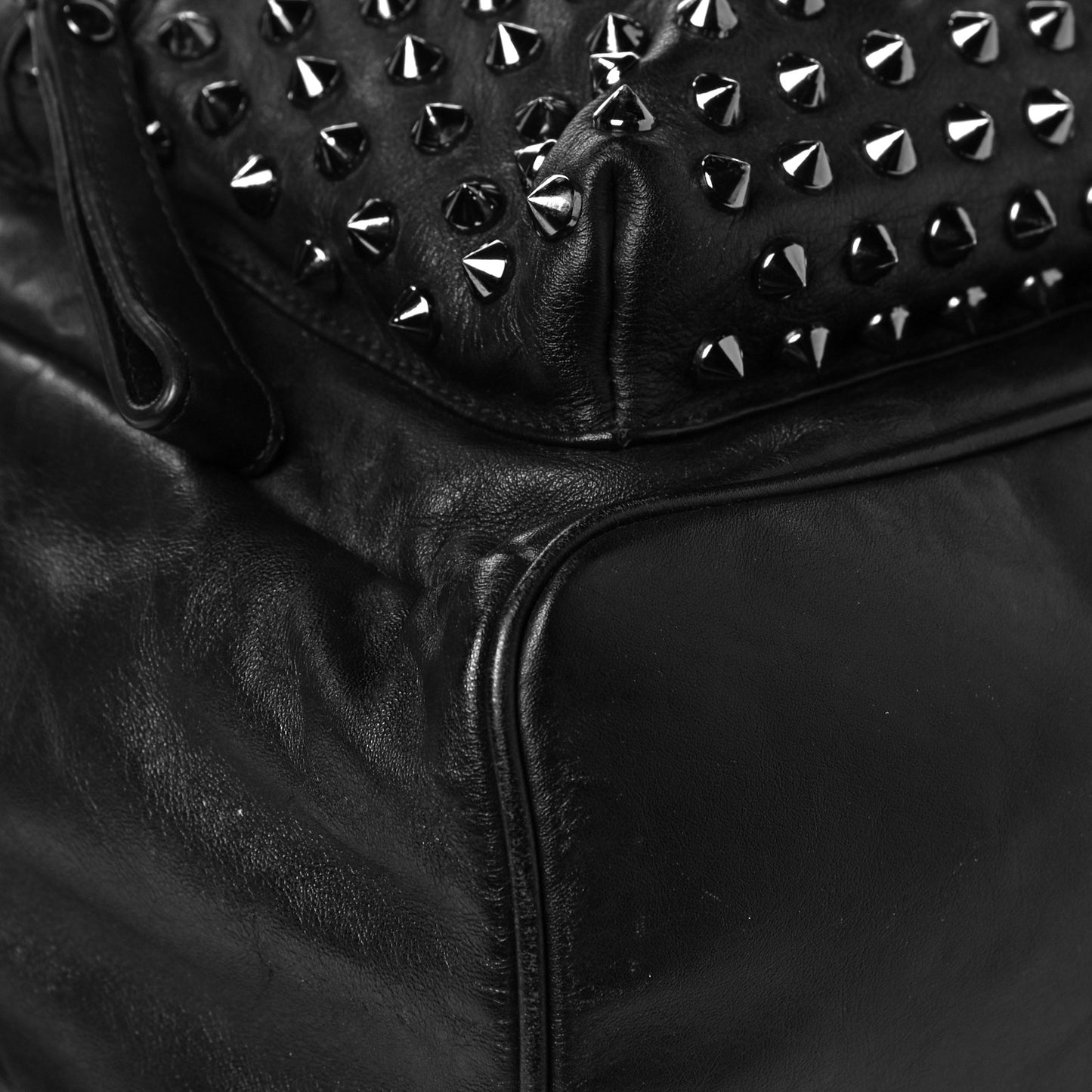 Calfskin Medium Studded Backpack Black