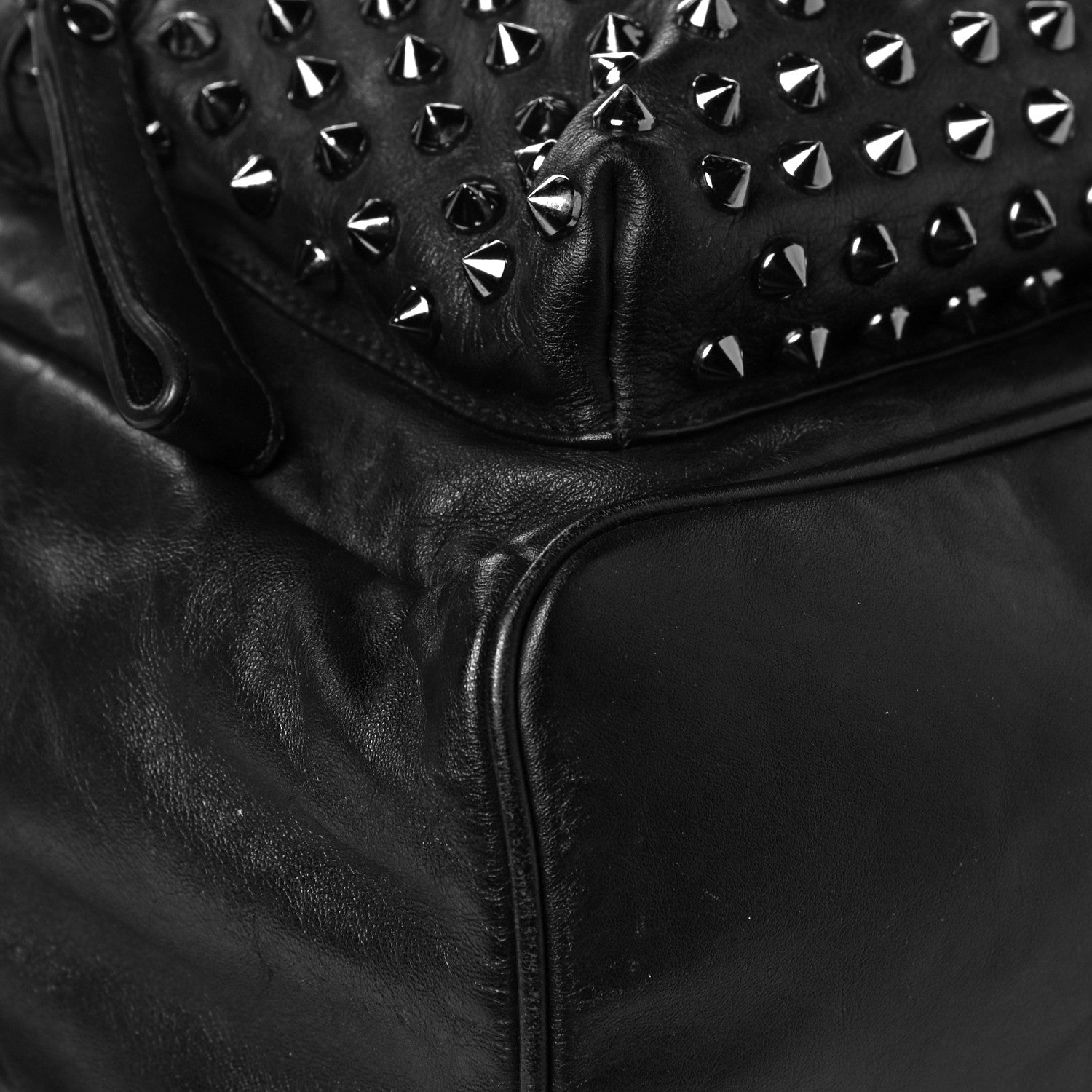 MCM Calfskin Medium Studded Backpack Black 8 of 13