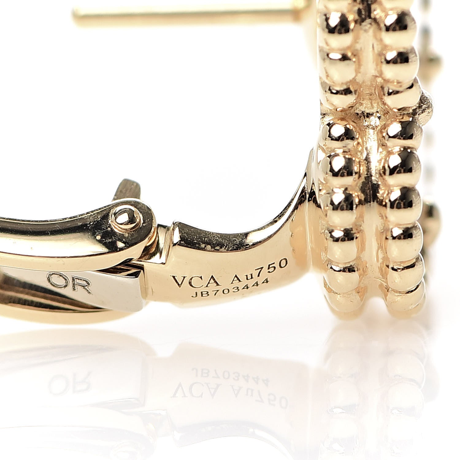 Van Cleef & Arpels 18K Yellow Gold Mother of Pearl Vintage Alhambra Earrings 3 of 6