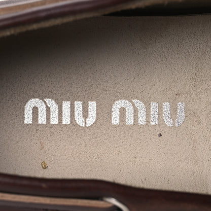 Miu Miu Vitello Deco Boat Loafers 38 Sienna 9 of 11