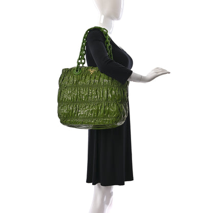 Prada Vernice Gaufre Tote Green 2 of 18