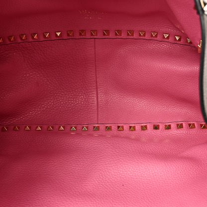 Valentino Garavani Grained Calfskin Medium Rockstud Reversible Tote Army Green Pink 8 of 16