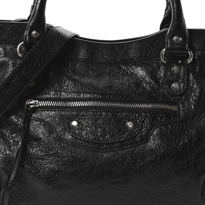 Balenciaga Agneau Arena Silver Hardware Medium Le City Black 8 of 10