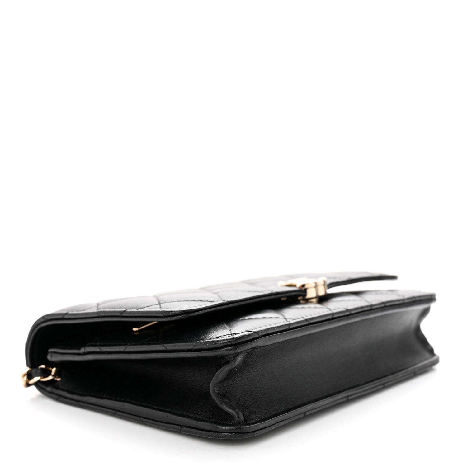 Chanel Lambskin Quilted Top Handle Wallet On Chain WOC Black 4 of 10