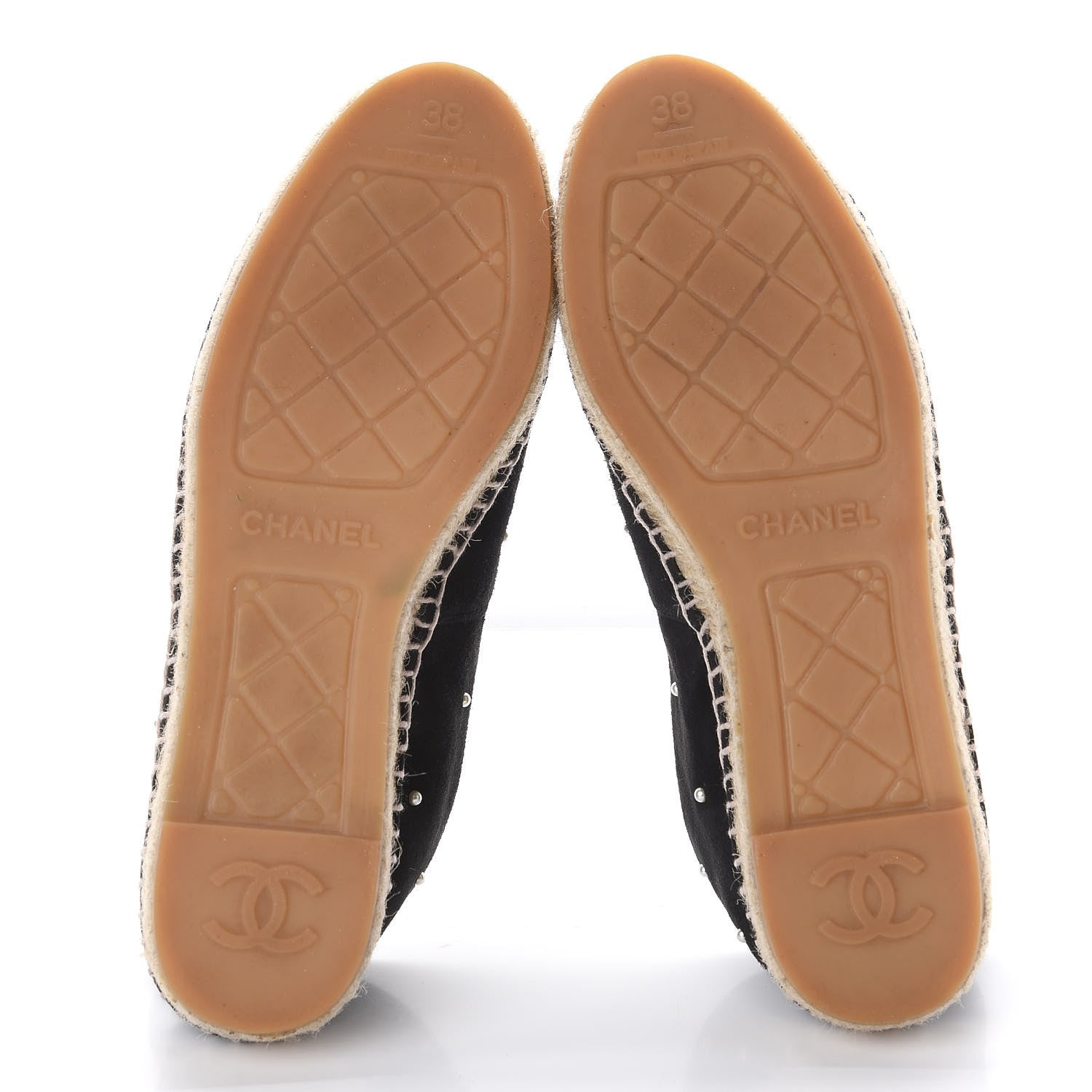 Chanel Suede Pearl CC Espadrilles 38 Black 5 of 11