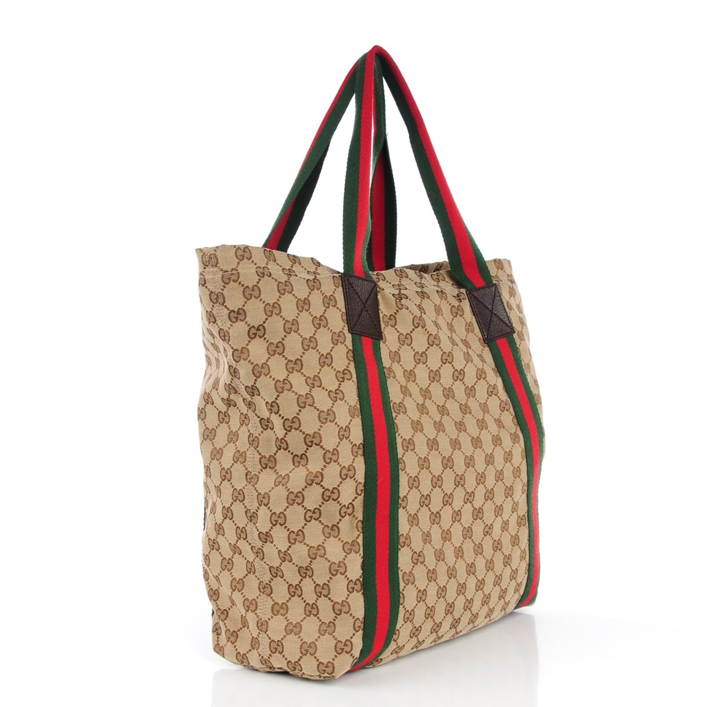 GG Monogram Medium Web Handle Vertical Tote Bag Dark Brown