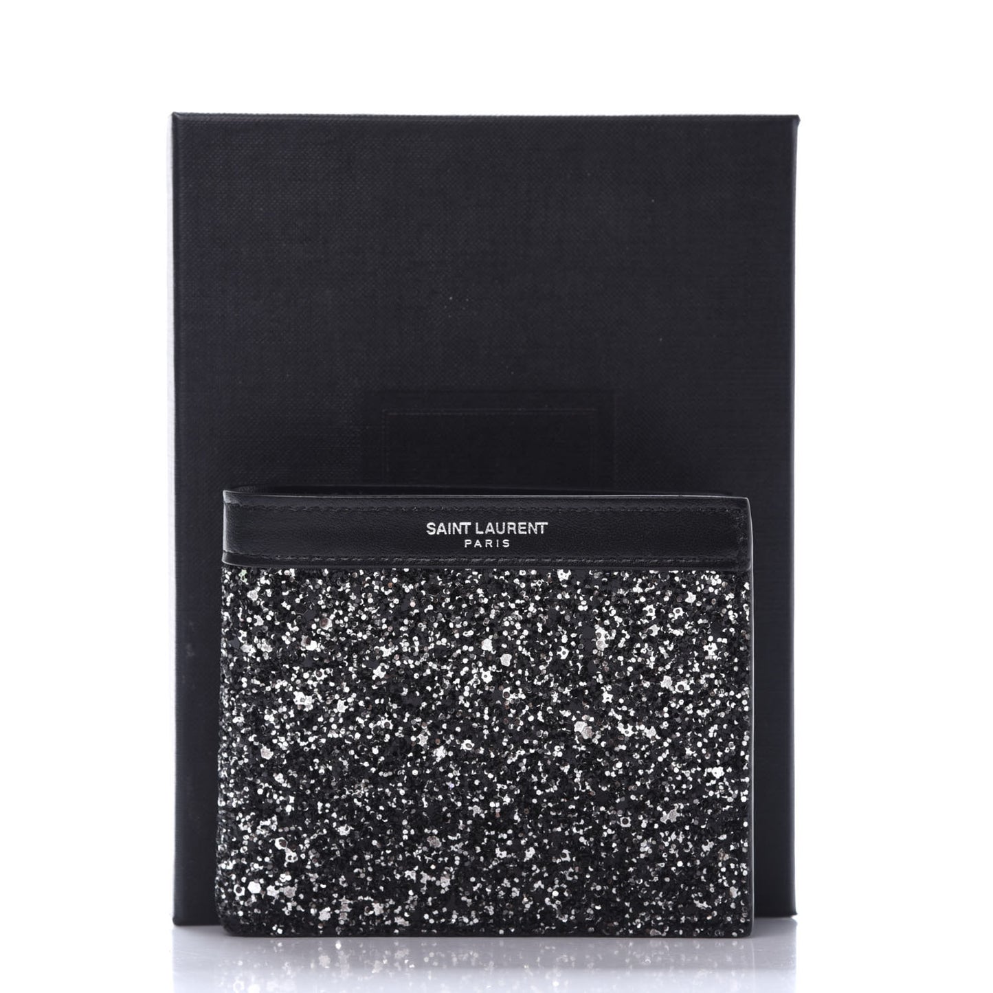 Calfskin Sequin Bifold Wallet Gunmetal