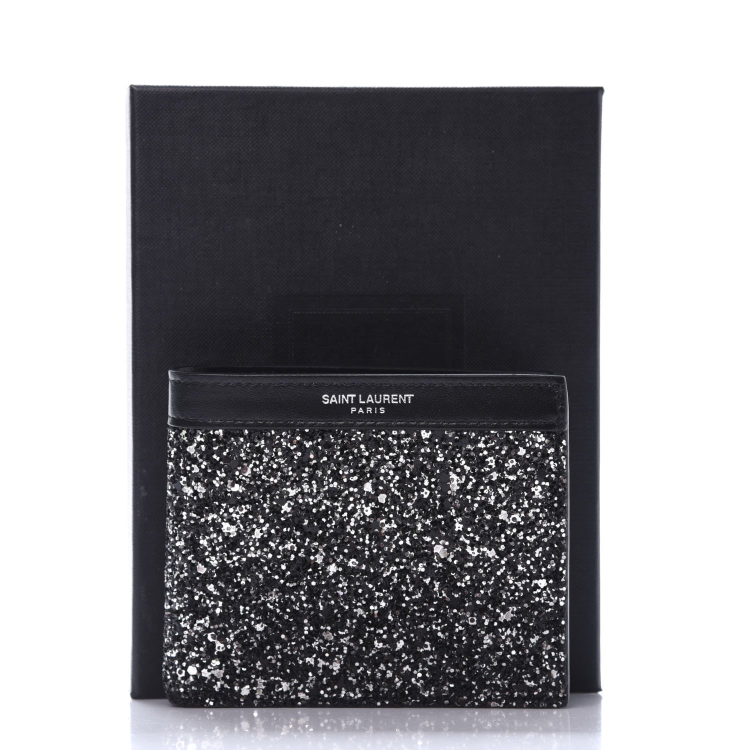 Saint Laurent Calfskin Sequin Bifold Wallet Gunmetal 7 of 7