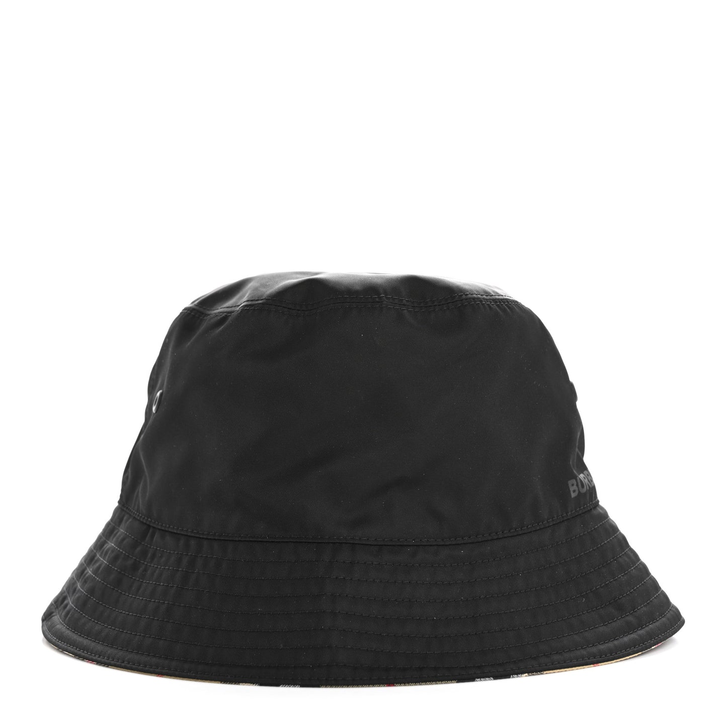 Cotton Gabardine Vintage Check Reversible Bucket Hat M Black Sand