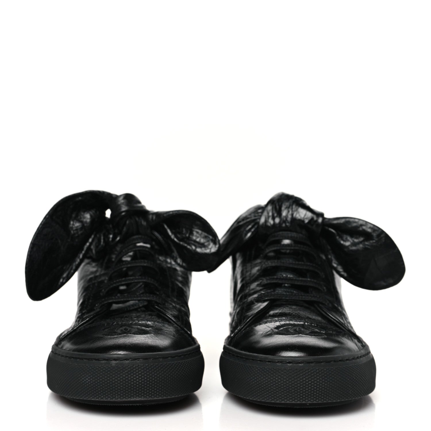 Chanel Crumpled Calfskin Womens CC Bow Sneakers 35.5 Black 3 of 10