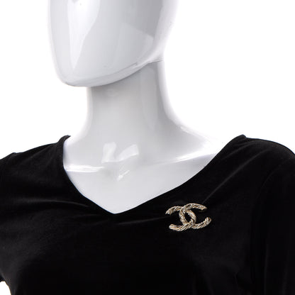 Chanel Crystal Twisted CC Brooch Light Gold 2 of 4