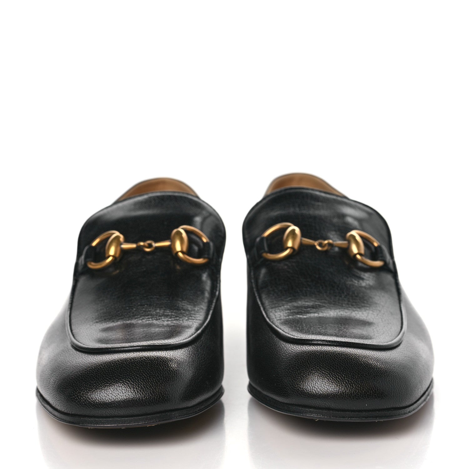 Gucci Goatskin Womens Horsebit Mid-Heel Loafers 38 Black 2 of 8