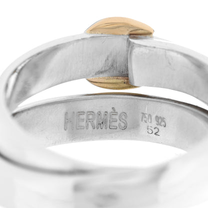 Hermes Sterling Silver 18K Yellow Gold Double Tour Buckle Ring 52 6 4 of 4