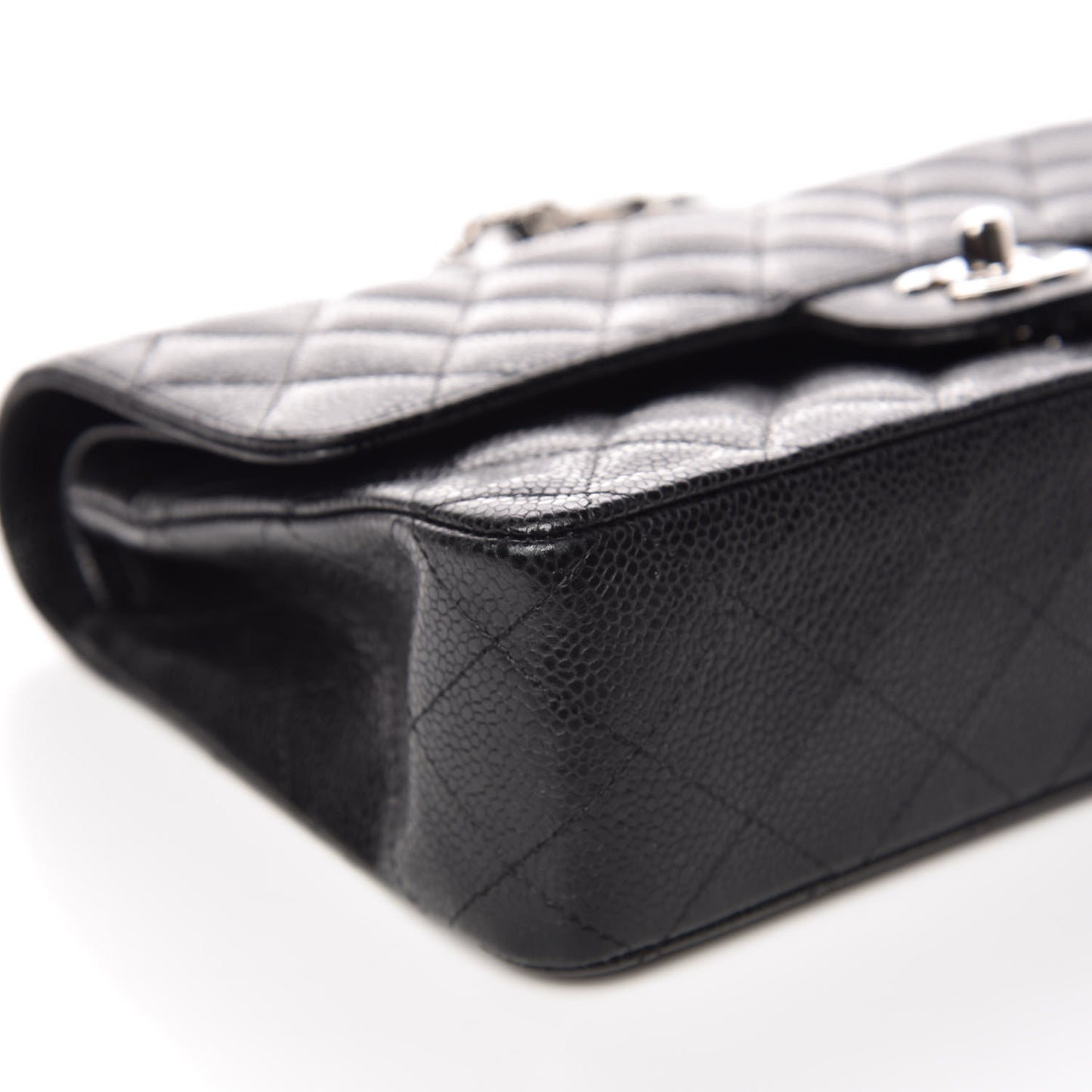 Caviar Quilted Medium Double Flap Black