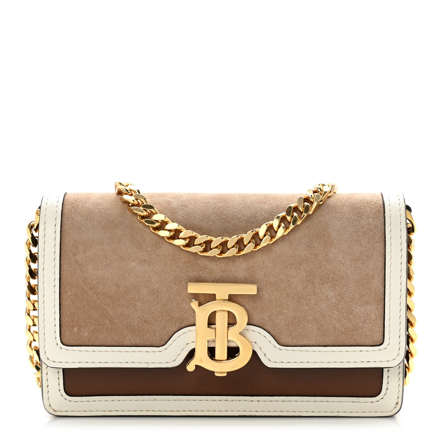 Burberry Suede Calfskin Large Jessie Chain TB Bag Biscuit 1 of 5