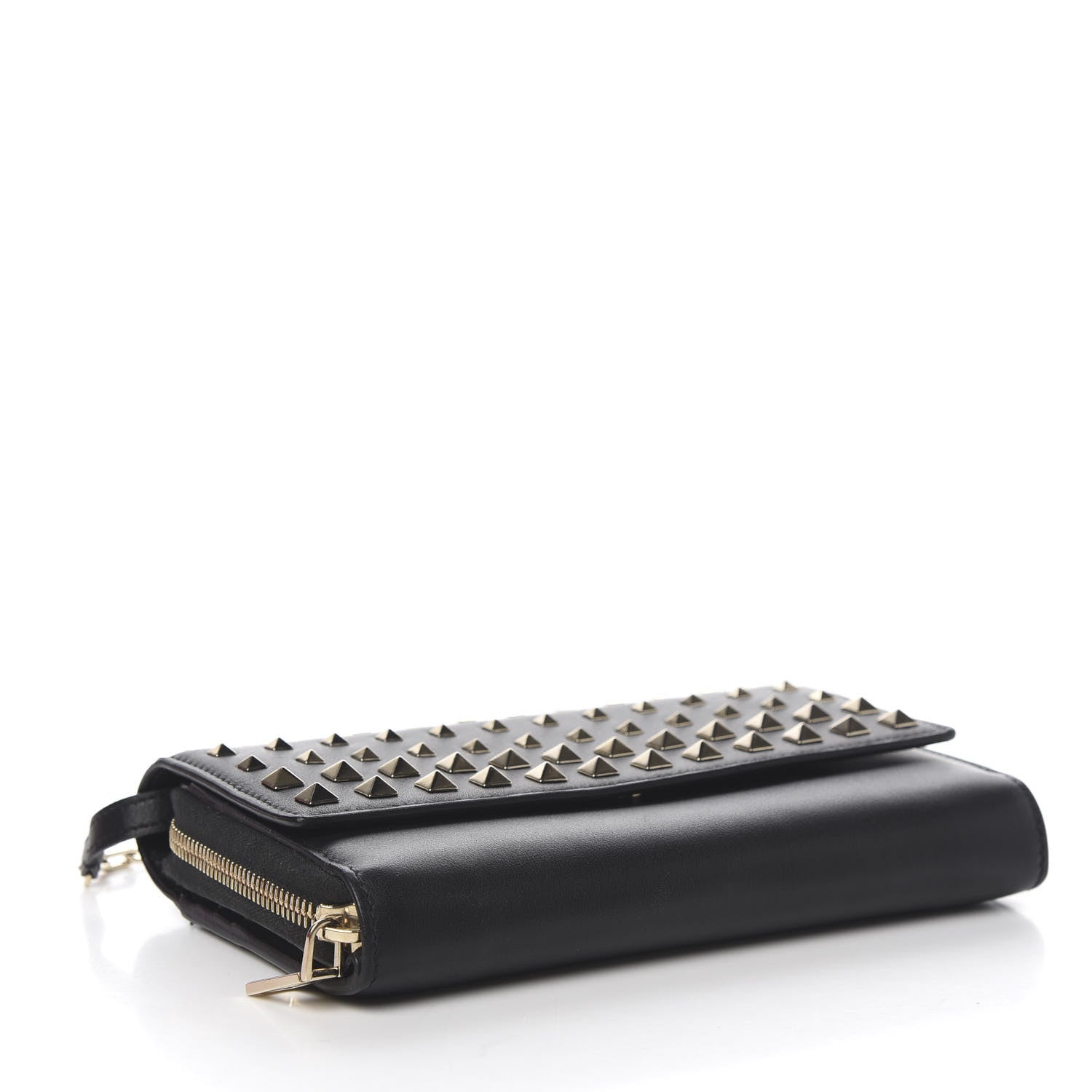 Valentino Garavani Vitello Rockstud Carry Secrets Continental Wallet On Chain Black 3 of 11