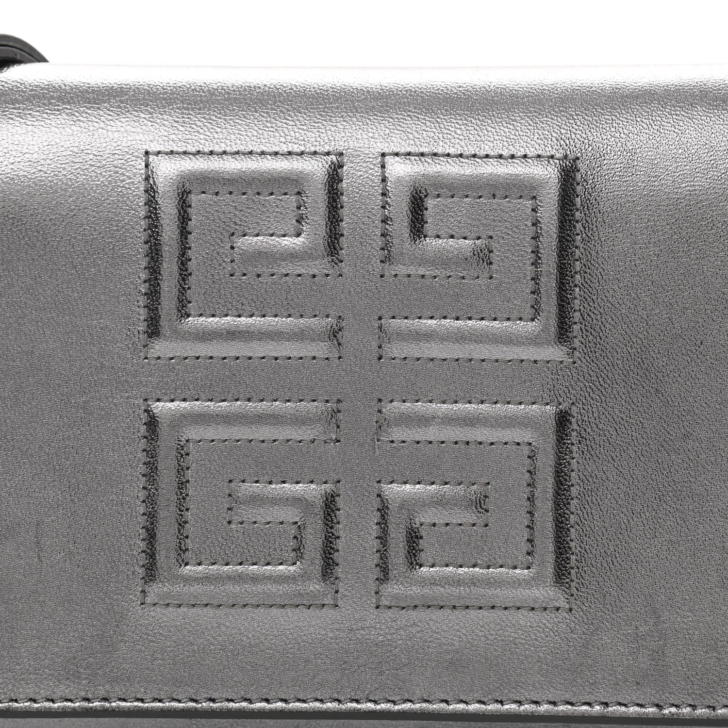 Givenchy Metallic Lambskin Logo Chain Wallet Silver 7 of 10