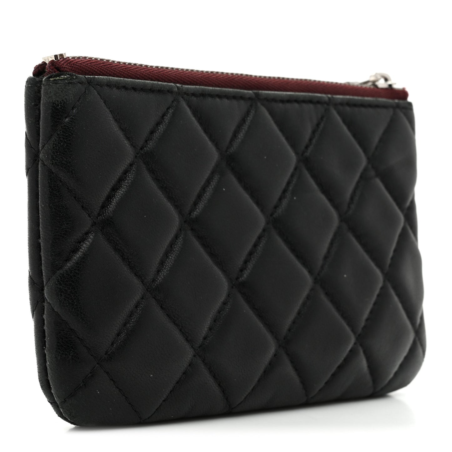 Lambskin Quilted Small Cosmetic Case Black