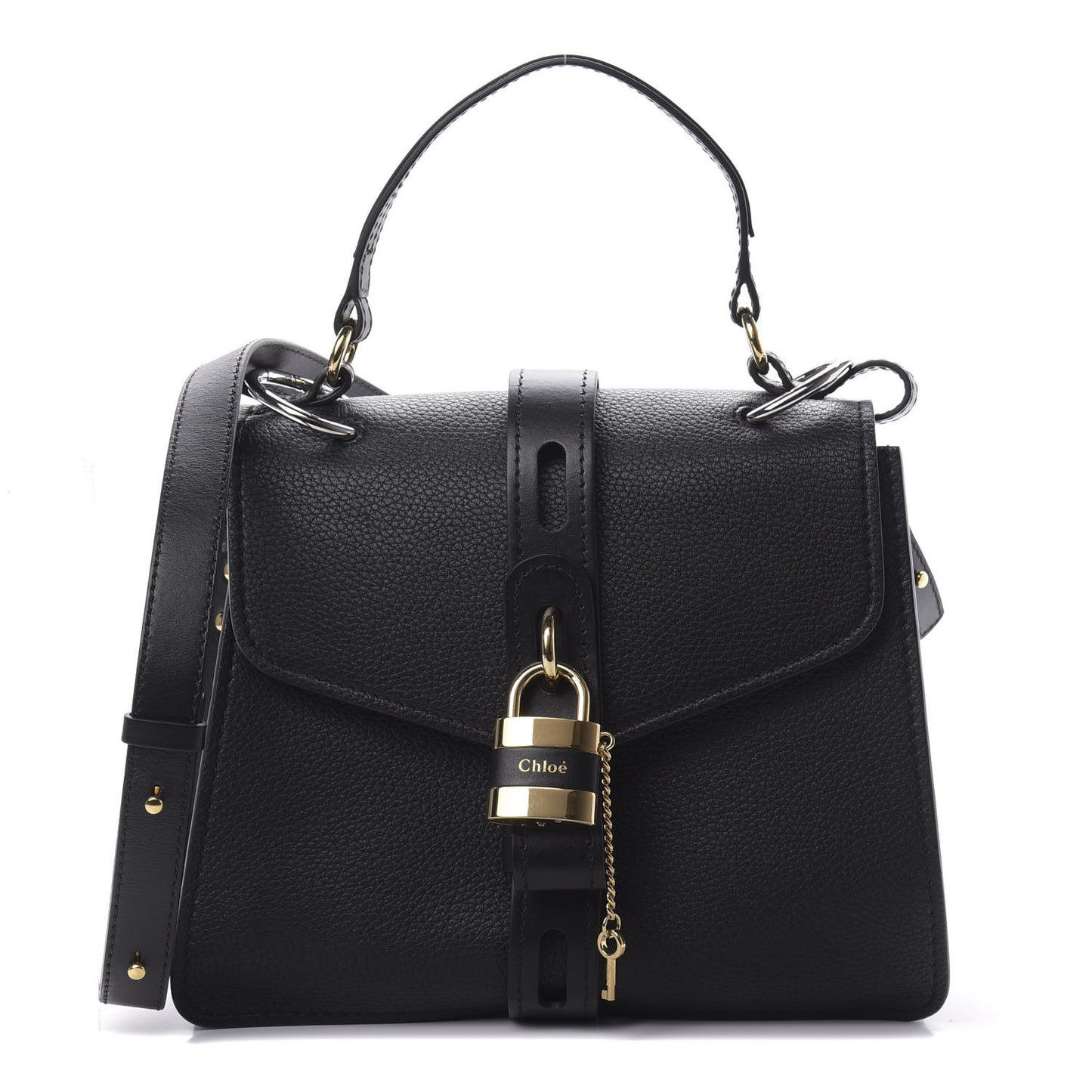 Grained Calfskin Medium Aby Day Shoulder Bag Black