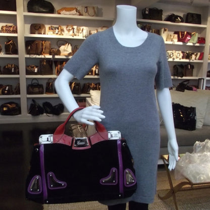 Gucci Suede Race Medium Top Handle Tote Black 2 of 10